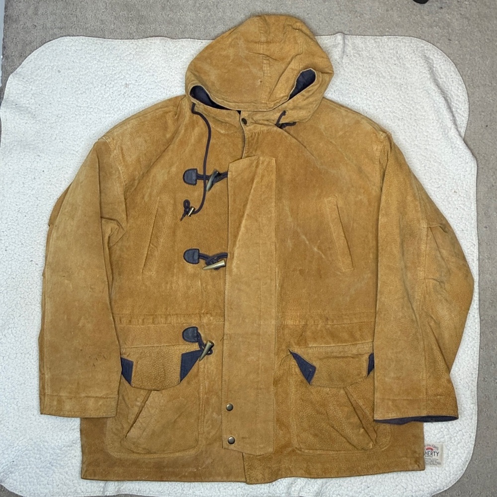 Wilsons Leather Brown Suede Long Jacket: Size Extra Large